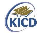KICD logo featuring an open book with blue circular design and gold pages
